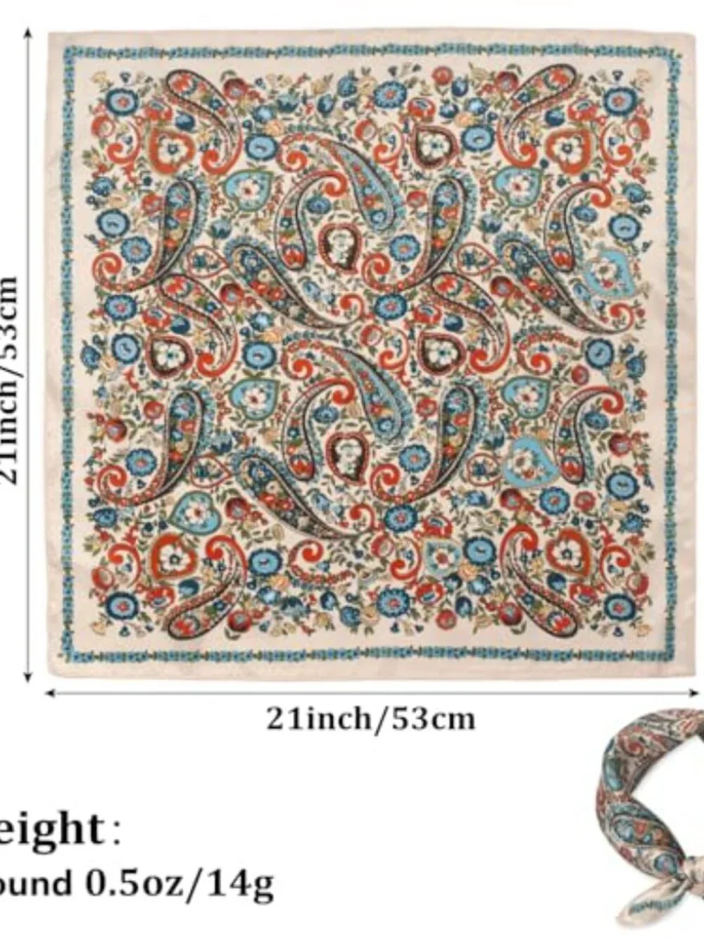 100% Mulberry Silk Scarf 21x21 Lightweight Neckerchief Digital Printed Headscarf
